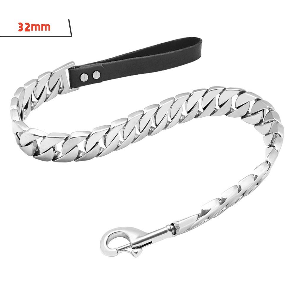 Stainless Steel Gold Dog Chain Leash Super Strong Dog Metal Durable Silver Traction Rope Chain Solid For Pet Jewelry Accessories