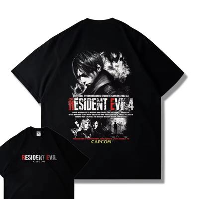 CAPCOM Game PS5 Resident Evil 4 Remastered Short Sleeve Oversized T-shirt Men's and Women's Loose Clothes Leon Printed Harajuku Y2k Top