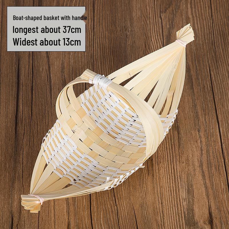Handmade Bamboo Boat-Shaped Woven Fruit and Snack Storage Basket