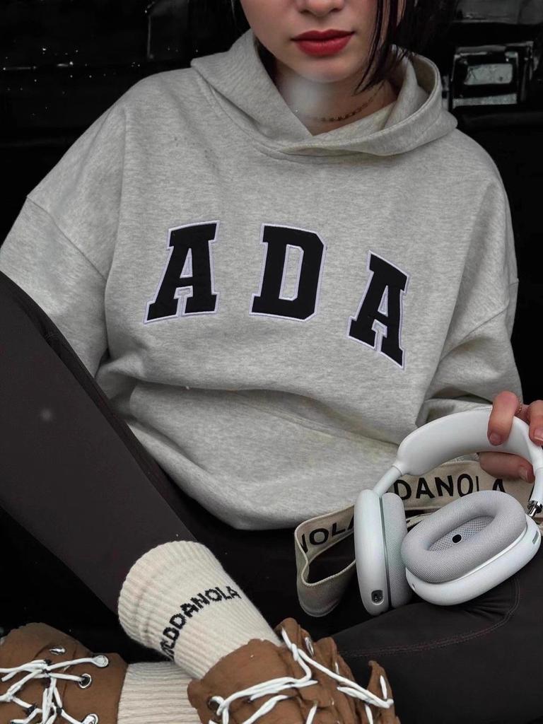 IN BLUE: England Trip Blogger Style Korean Cotton Loose Fit Lettered Pullover Hoodie Pair