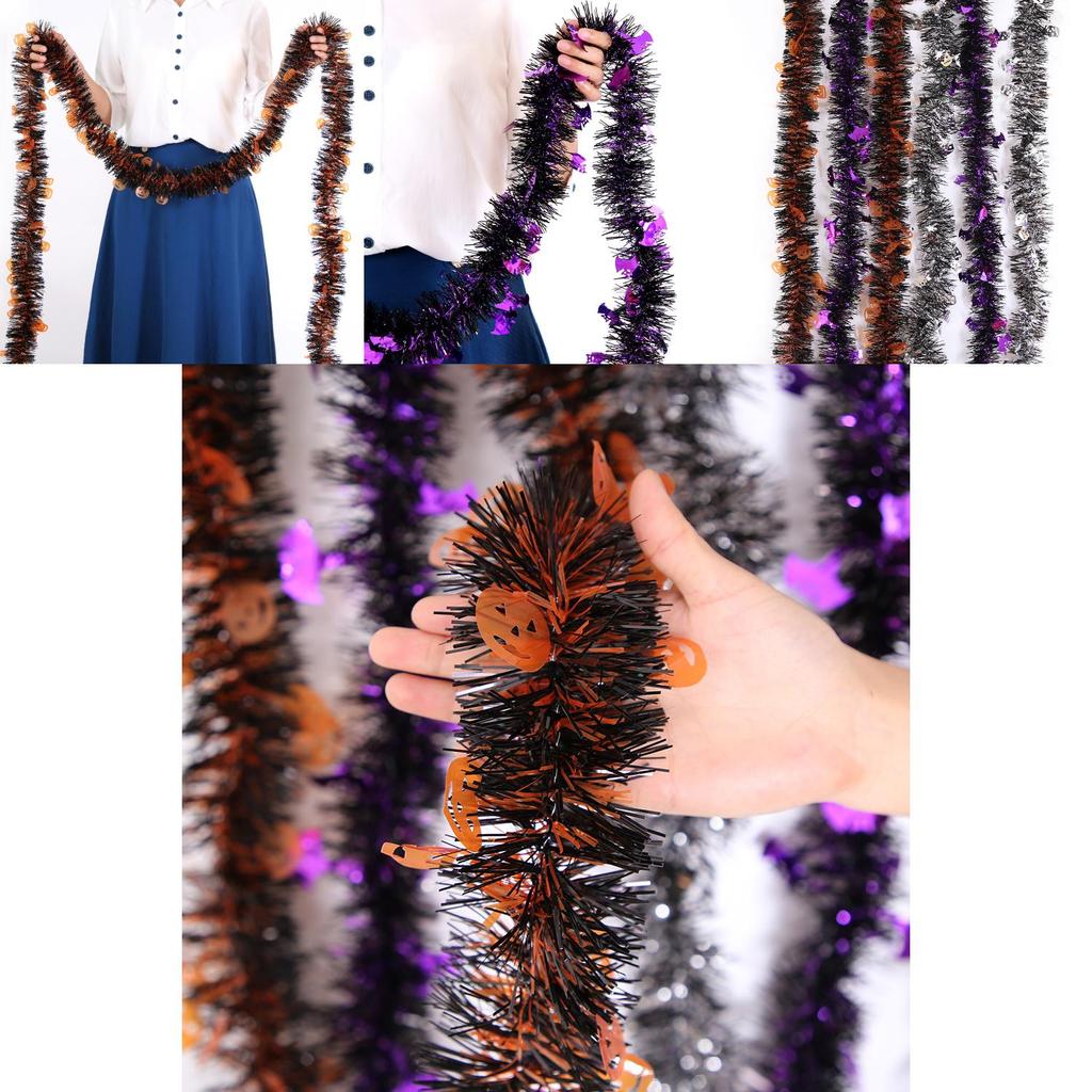 Halloween Pumpkin Colorful 2m Tinsel Bat Decorative Hanging Decoration Wsmt