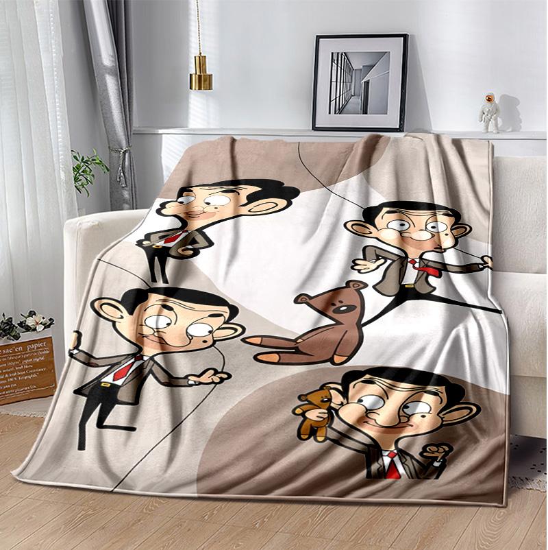 Mr Bean Flannel Blanket Soft Warm All-Season Throw, Design for Camping, Car Travel, Hiking Sofa, Bed, Office Perfect Gift for Parties