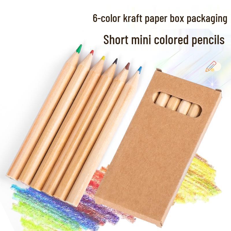 6-Color Mini Colored Pencil Set in Kraft Box for Kids' Drawing