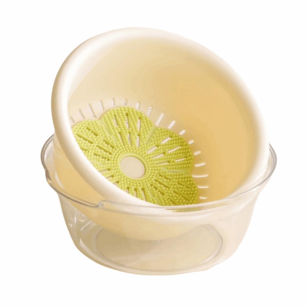 Large Capacity Vegetable Washing Basket Plastic Double Layer Draining Basket Kitchen Use
