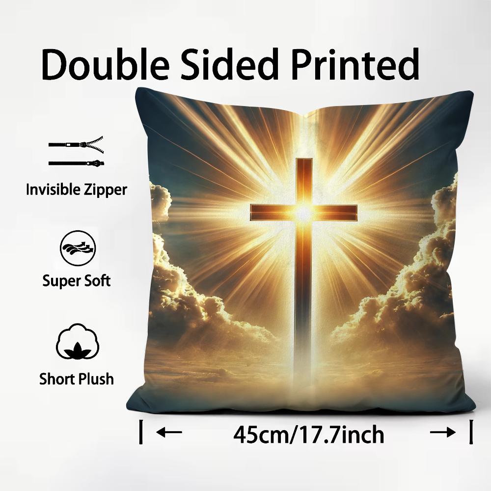 Cross Hot Cushion Cover Plush Fabric Soft DoubleSided Printed Sofa Warm Winter Home Child Gift Pillow Case