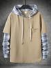 2025 Men's Plaid and Solid Color Hooded Long Sleeve Sweatshirt for Spring and Autumn