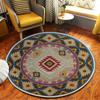 652F Round Carpet Retro Ethnic Type Floor Mat Resistant Rug Home Decoration