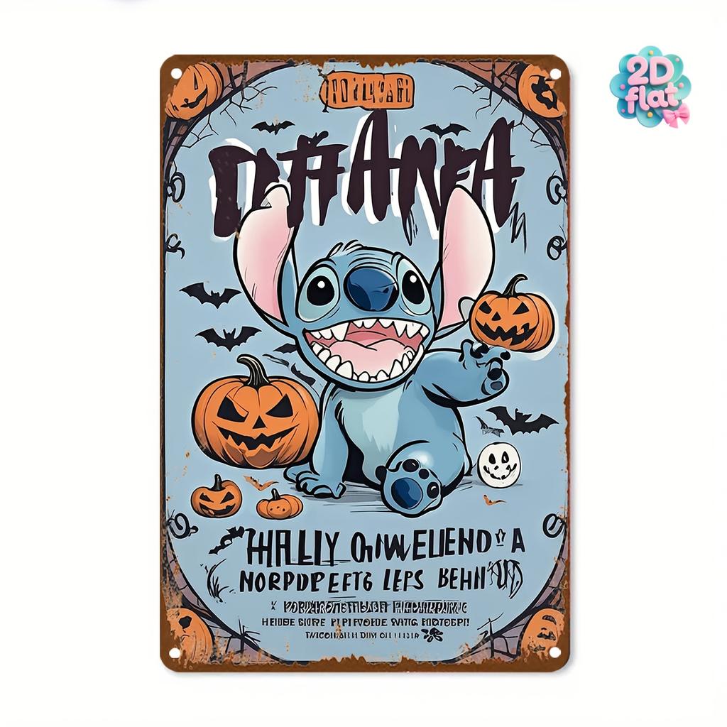 Disney 1pc Stitch-Themed Exquisite Tin Sign, Official Licensed Decorative Wall Art for Home, Bar, Garage, or Garden – Perfect Gi