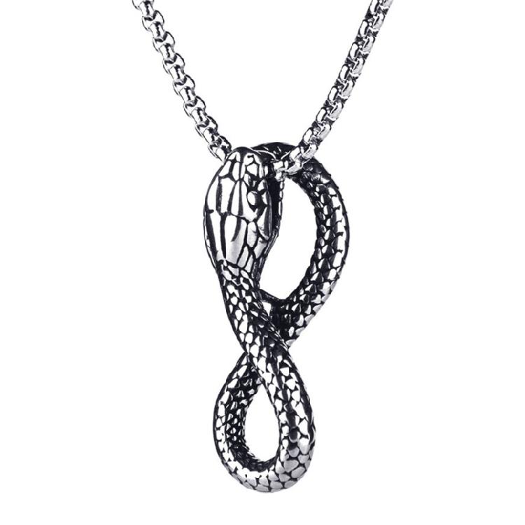 Gotický přívěsek Ouroboros Had Náhrdelník Jedinečný Ouroboros Had Náhrdelník Řetízek z Nerezové Oceli pro Módní Nadšence