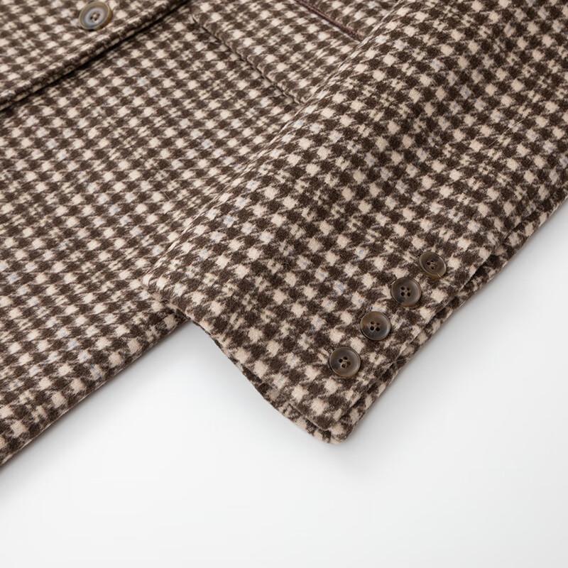 JOY SPEAKER Dámský vlněný kabát střední délky s retro kostkovaným vzorem