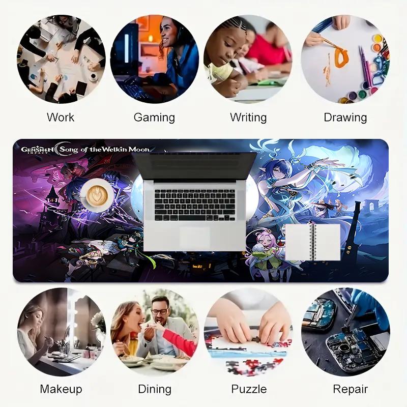 1Pc Fantasy World Adventure Gaming Mouse Pad Keyboard Desk Mat Non-slip Rubber Lock Edge Waterproof Computer Mousepad for Office Home Decor Es155