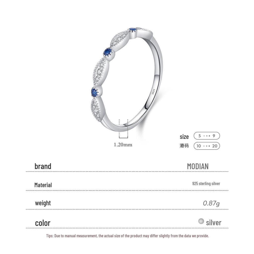 MODIAN S925 Sterling Silver Rhinestone Ring for Women – Elegant, Simple, Versatile Stacking Band