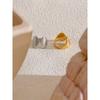 Yhpup High Quality Stainless Steel Metal Shell Stripe Geometric Open Adjustable Ring Texture Fashion Summer Holiday Jewelry