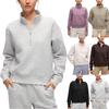 Felpa Pullover da Donna in Pile Manica Lunga Collo Alto Colore Unico Casual