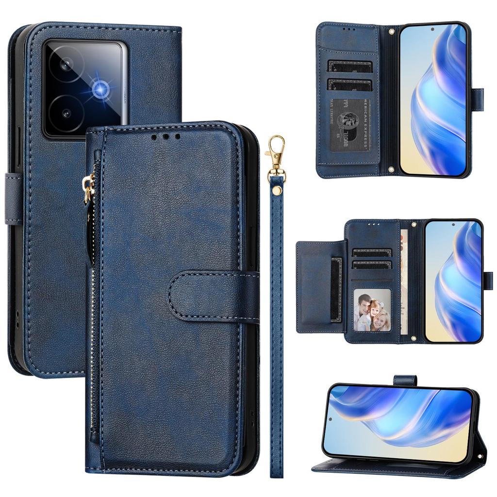 For Realme GT7 Pro Racing 5G Case Zipper Pocket Multiple Card Slots Leather Phone Cover