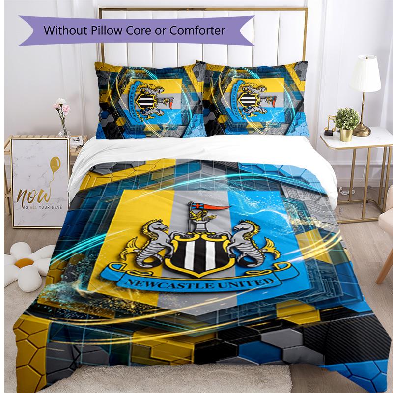 Newcastle United Football Printed 3 Pieces Bedding Set, Comfortable Skin Friendly Bedroom Duvet Cover Set