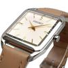 SEIKO quartz wristwatch women square design SWR089P1 silver beige leather band