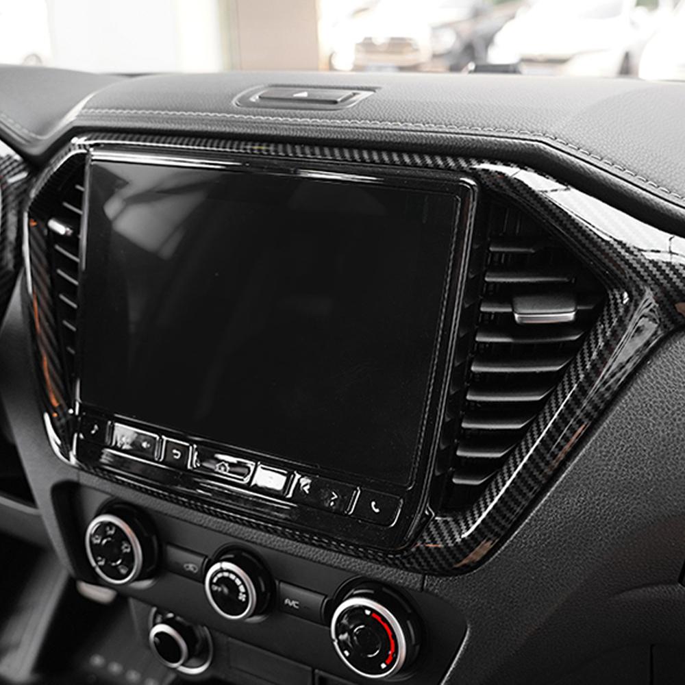 For ISUZU D-MAX DMAX 2021 - 2023 LHD Dashboard Central Control Trim Cover Navigation ABS Carbon Fiber Stickers Car Styling