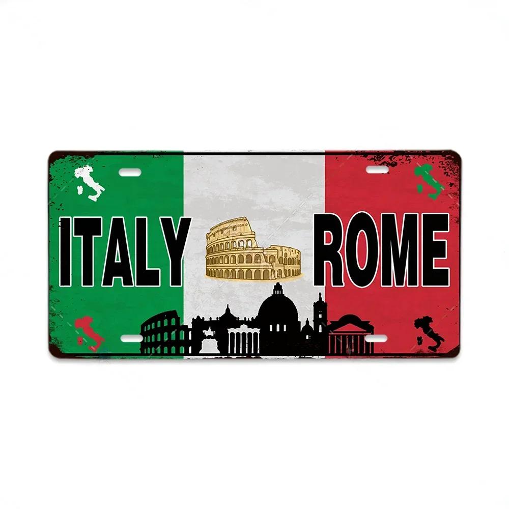 Retro Tin Sign License Plate Various Regions Metal Signs Posters Decor Italy Brazil Japan Poland Korea Ireland Bar Garage Pla