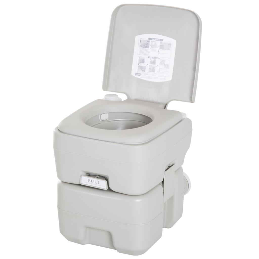 Portable Chemical Toilet, 20 L, Removable Waste Tank, 147 kg Load, 41.5 x 36.5 x 42 cm, HDPE