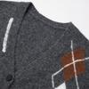 Women's V-Neck Retro Argyle Knitted Cardigan Sweater