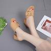 Open Toe Slides Woman Slippers Sandals Shoes for Women Khaki Heeled Rubber Job Outside Sandal Chic and Elegant Clappers