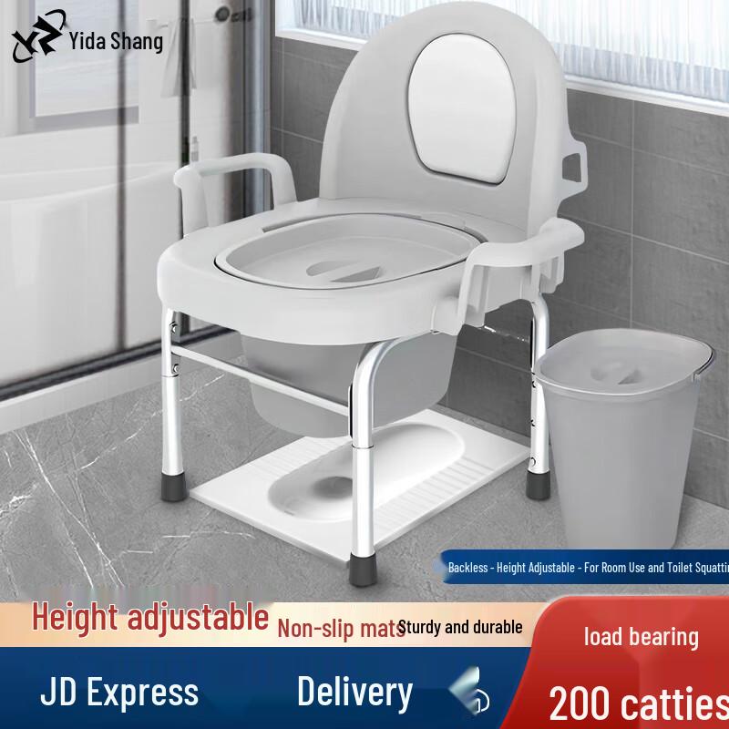 Portable Foldable Commode Chair with Backrest