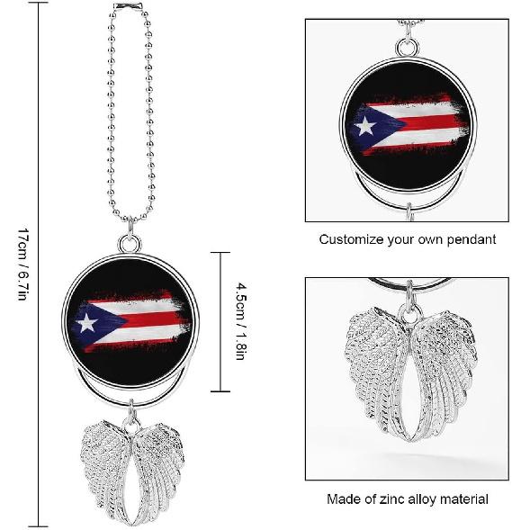 Puerto Rico Flag Car Hanging Ornaments Rearview Mirror Pendant Cute Interior Accessories Decorations Puerto Rico Flag