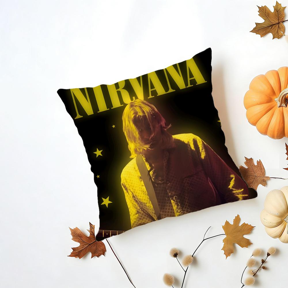 Fashion Raw American Rock Band NNirvana Cushion Cover Washable Linen Pillowcase Soft  for Daily Sofa Bed Home Room Decor
