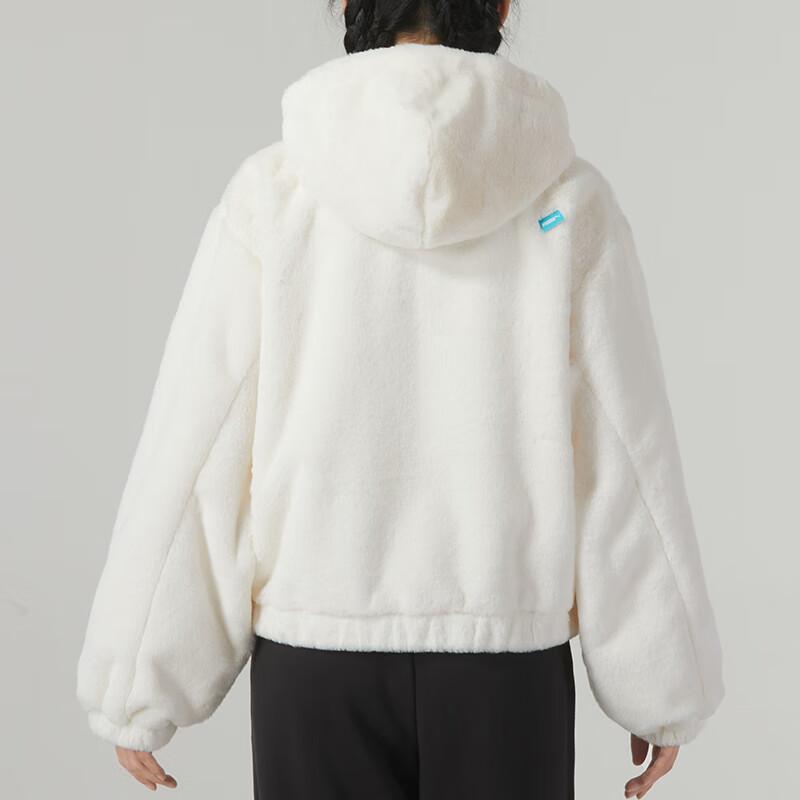 Puma Letter Print Hooded Warm Casual Fleece Jacket Women jackets White 625194-65