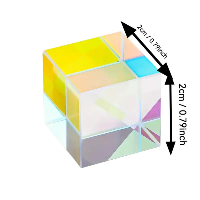 1pc Colored Optical Glass X-Cube Prism RGB Dispersion Prism for Physics Teaching, Research, Decoration, Art Education
