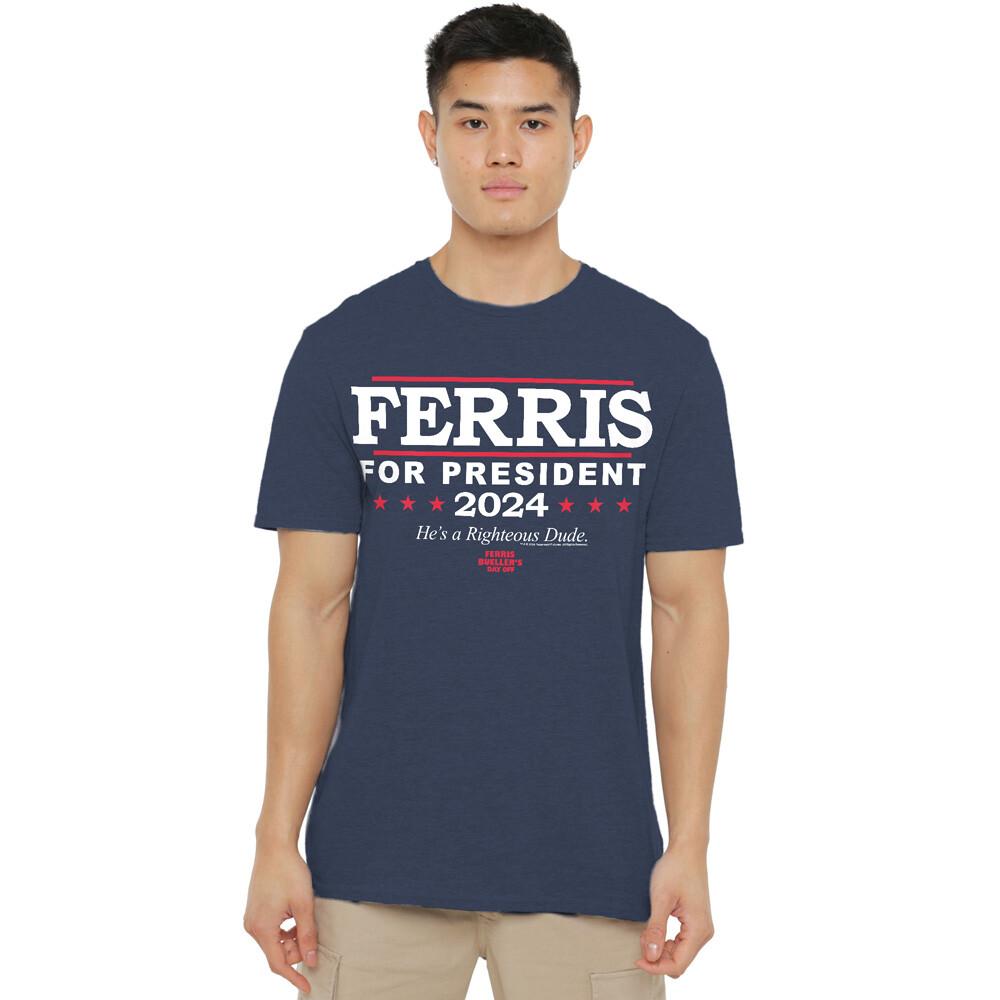 Ferris Bueller Ferris For President T-Shirt S-2XL Navy Heather XL