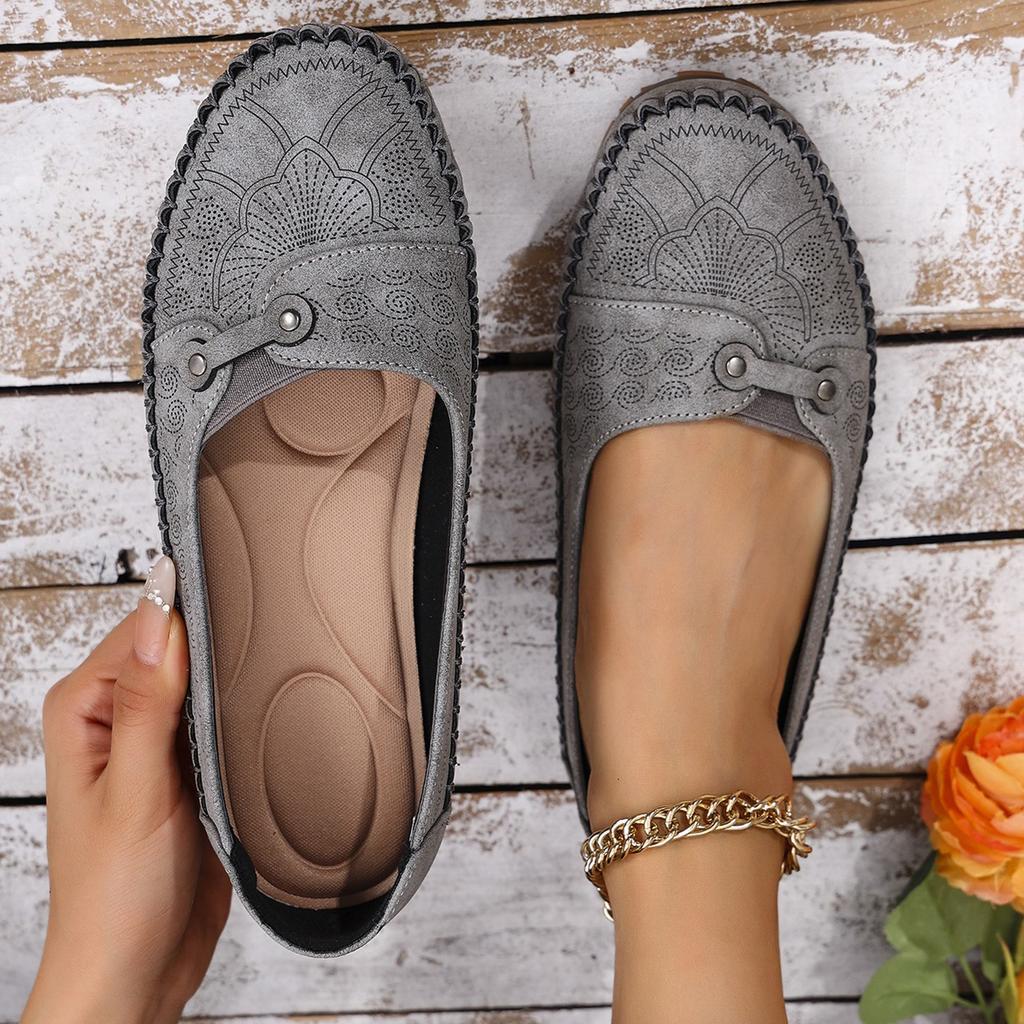 Women's Retro Flat Loafers With Stitching