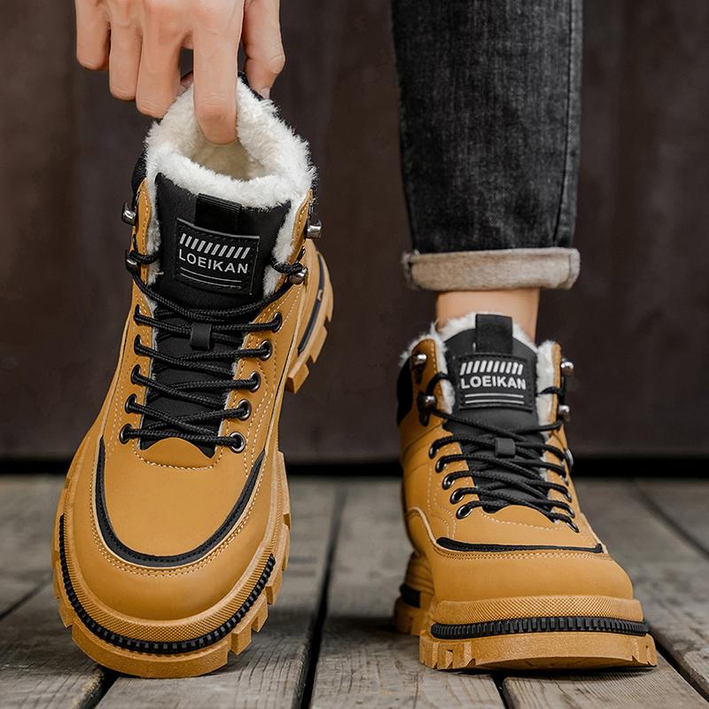 Men's Casual Winter Slip-resistant Fashion High Top Work Shoes Plus Size Outdoor Comfort Shoe Wear-resistant Thicken Cotton Shoe