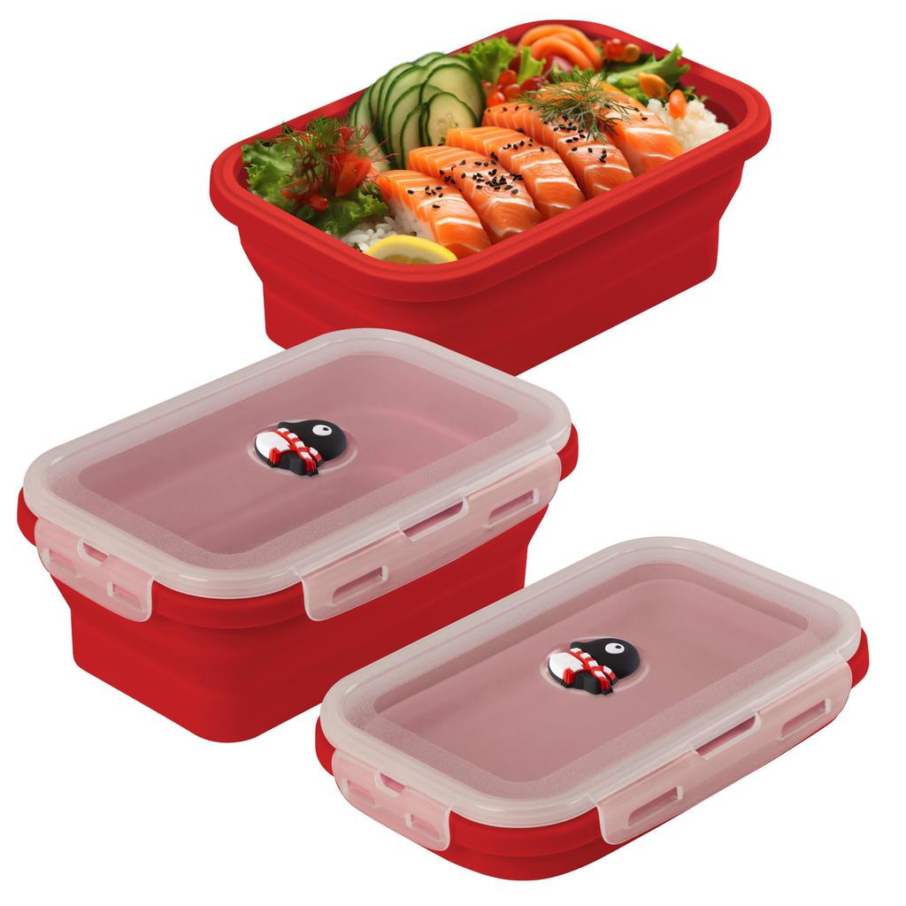 BONE Bento Lunch Easy To Food Storage Large Capacity Box, Foldable, Silicone, Leak-Proof, Spill-Proof, Airtight, Box, Clean, Microwave-Safe,