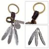 Vintage Pendant Hand Woven Leather Keychains for Men Car Key Chain Women Tassel Feather Keyring Charm Jewelry Friends Gift