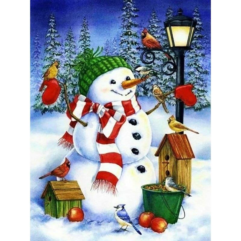 5D Diamond Painting Cartoon Snowman Diamond Embroidery Snow Scene Cross Stitch Full Round Drill Home Decor Christmas Gift