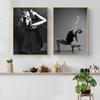 Pôsteres de moda para meninas, pintura em tela preto e branco, linda bailarina, pôster de dança, imagem, decoração de casa hd0071
