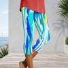 Women Plus Size Capri Leggings Abstract Blue X Graffiti Checkered Print High Waist Stretchy Workout Yoga Casual Cropped Pants