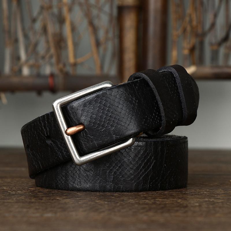 Trend Retro Fashion Snake Pattern Belt Women'S Leather Pin Buckle First Layer Cowhide Steel Buckle Jeans Belt