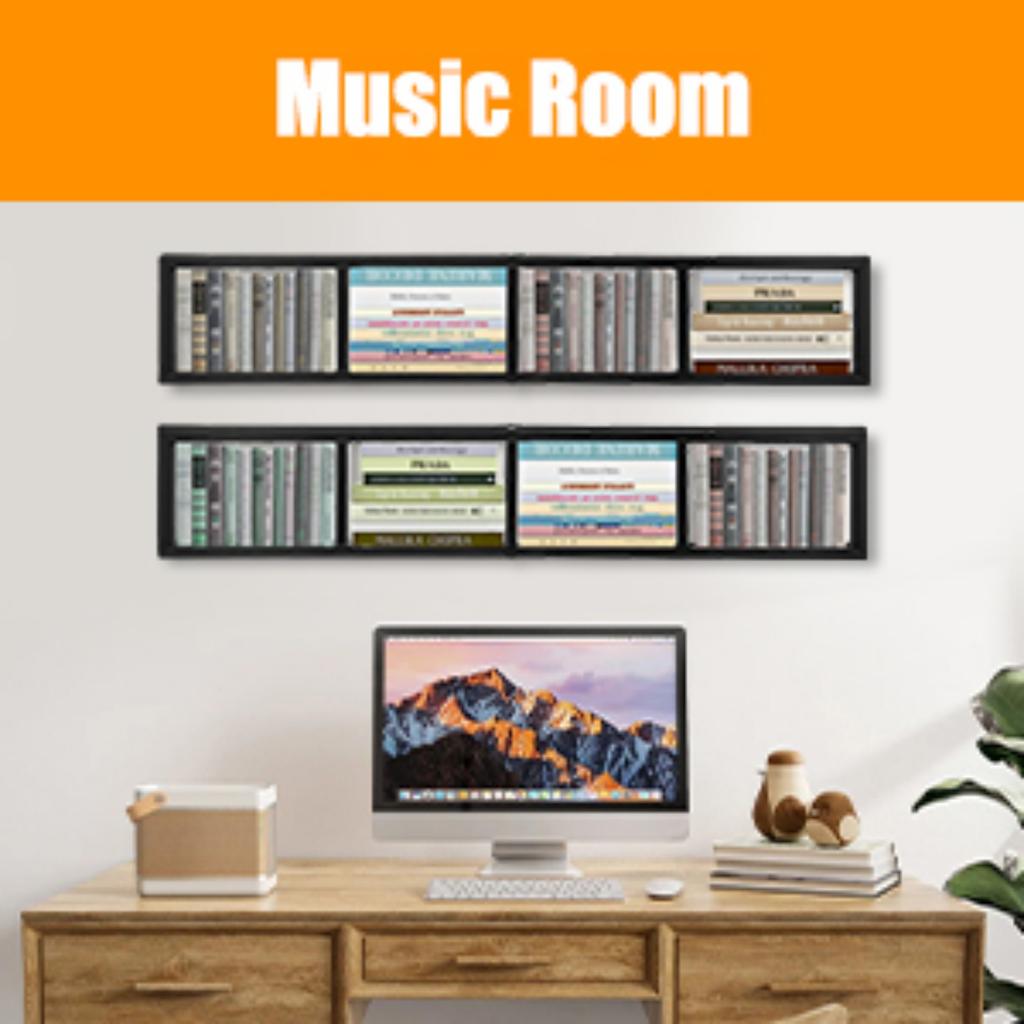 2pcs 34In Open Design Metal CD Storage Rack, Wall Mounted Vertical or Horizontal Bookshelf, Modern Wall Three-dimensional Decor