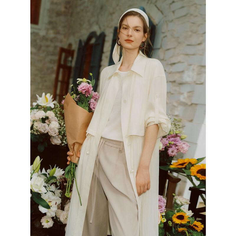 

ELLE Women s French Design Mid-Length Lapel Trench Coat M