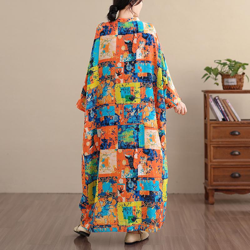 DIMANAF Women Plus Size Spring Summer Long Dress Loose Basic Vintage Oversize Long Sleeve Maxi Floral New 2026