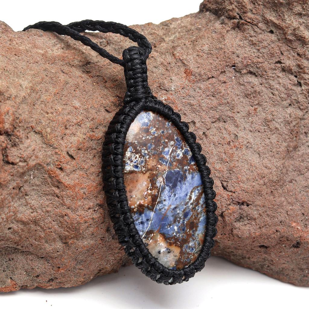 Macrame macrame Sodalite necklace Necklace Peruvian thread and stone woven