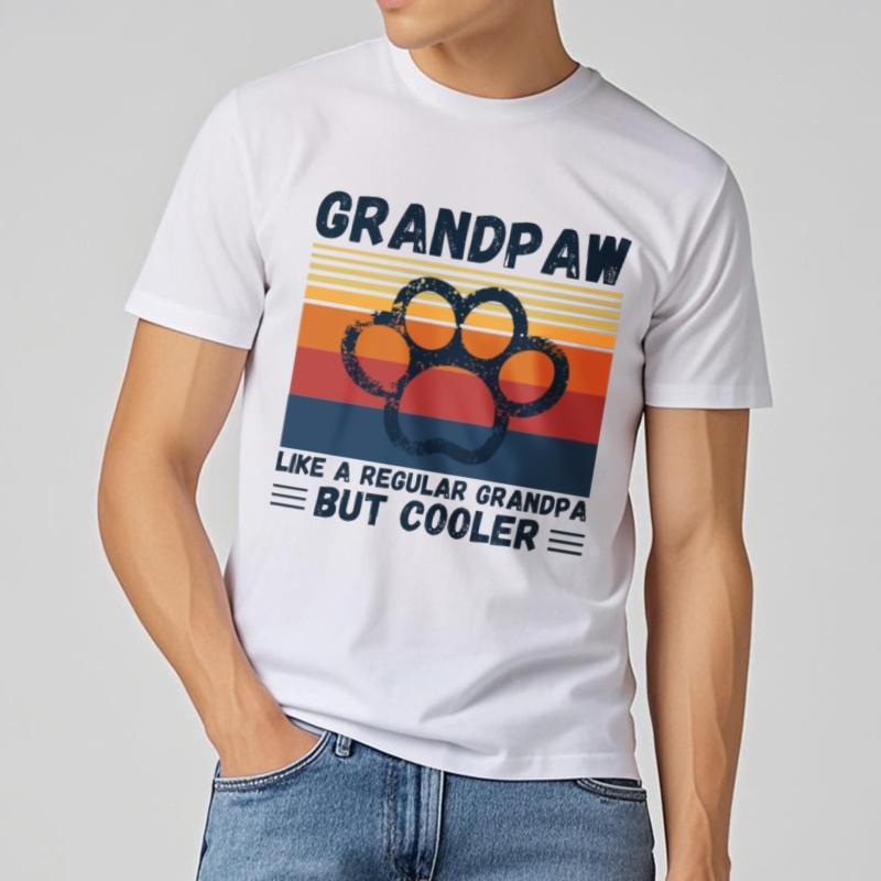 Soft For Unisex Summer Tshirt Oversized Grandpaw Paw Print Retro Design Cool Grandpa Style Trendy Unisex Tops Workout Tshirt