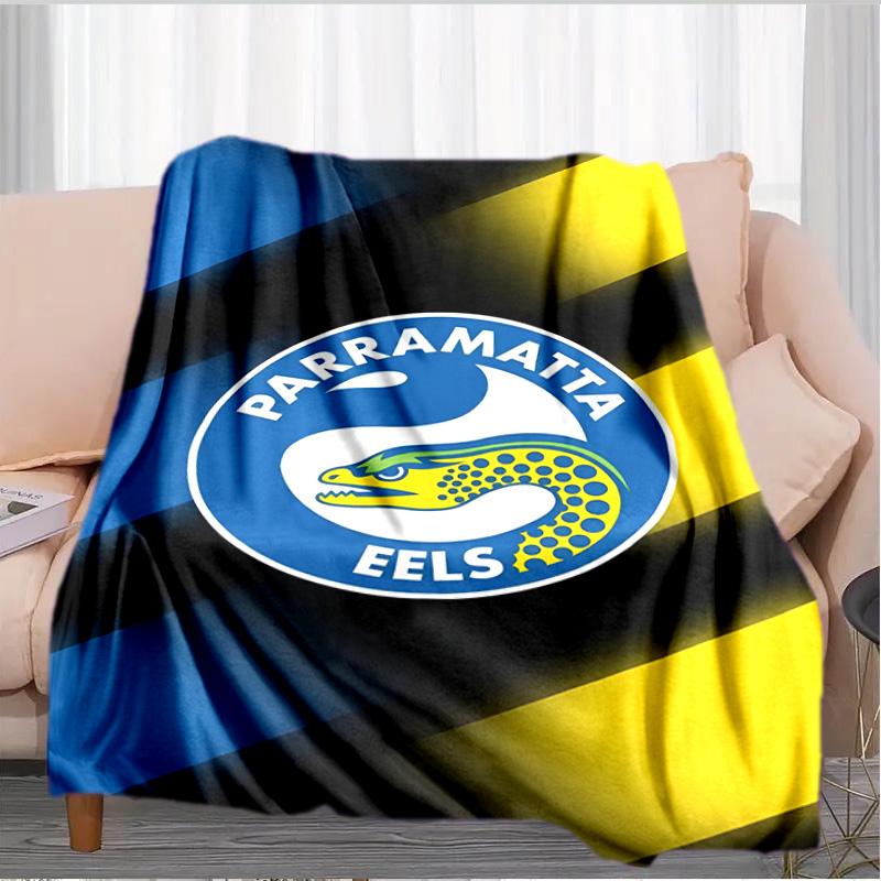 Parramatta Eels Team Crest Blanket Suitable for Sofas, Beds, Offices, And Camping - Perfect Gift for Halloween Christmas