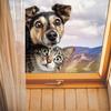 Roztomilé Realistické Kočka a Pes Statické Samolepky na Okno, Samolepicí Dekorace pro Domácí Skleněné Okno