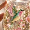 Glasbecher mit Kolibri und Blumenmuster, handbemalt, dekoratives Trinkglas mit Goldrand für den täglichen Gebrauch und besondere Anlässe