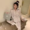 Sweet And Cool Girl Ice Silk Pajamas Women'S Summer Short-Sleeved Trousers Casual Lazy Style Loungewear Can Be Worn Outside