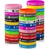 36PCS Happy 100th Day Bracelets Colorful Silicone Wristbands Cute 100th Day of School Gifts Rubber Bracelets for School Classroom Party Favors Supply